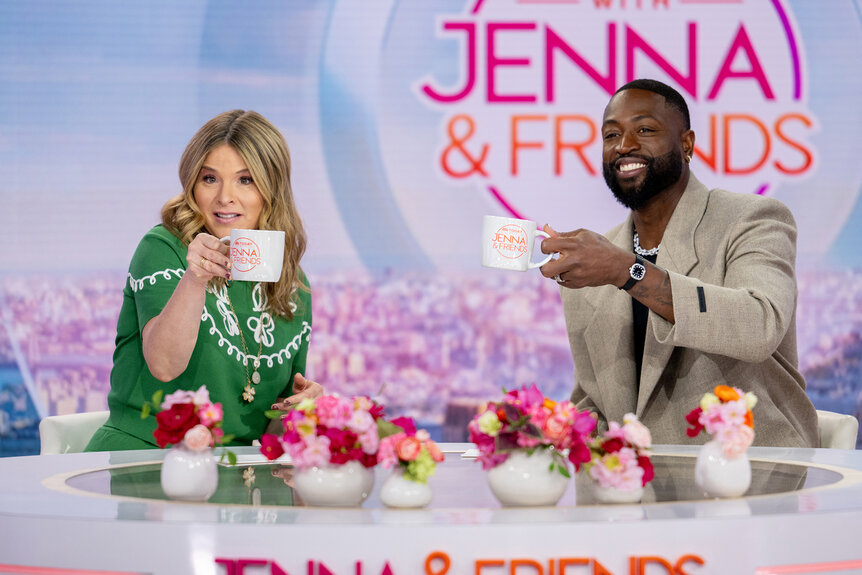 Jenna Bush and Hager Dwyane Wade sit at the news desk on Today